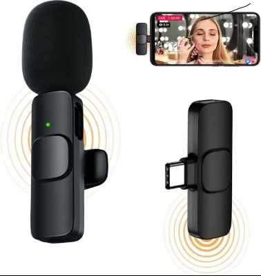 Picture of New K9 Wireless Dual Microphone Professional Lapel Lavalier Microphone Remove Noise For Турe C Microphone- Multicolor