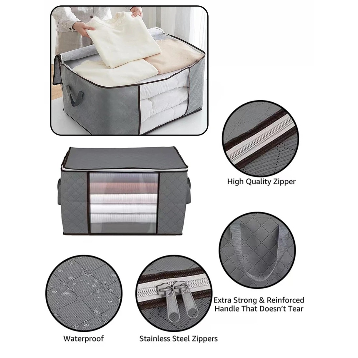 Picture of Large Capacity Quilt & Blanket Storage Bag - Winter Clothes Organizer-Multicolor