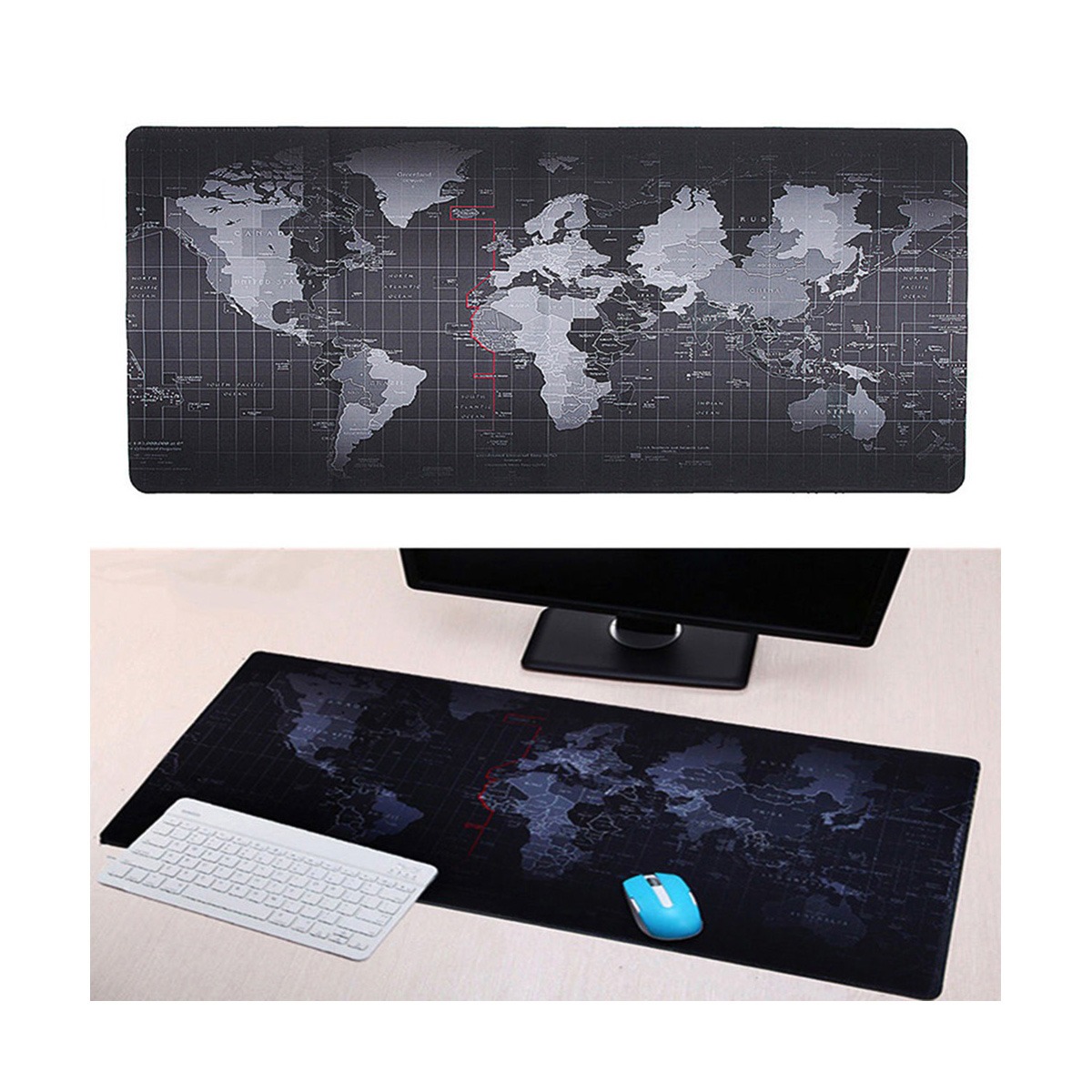Picture of Large Gaming Mouse Pad, Waterproof Extra Large Big Mouse Pad with Stitched Edge, Non-Slip Black Computer Long Mousepad Desk Mat for Gamer, Office & Home, Black-Multicolor