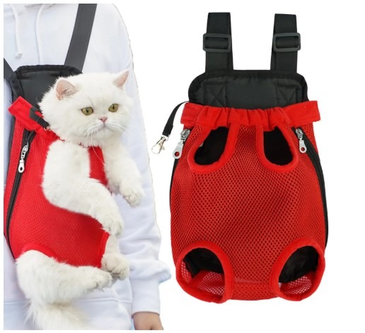 Picture of Inspack Dog Backpack Carrier/Cat Carrier, Adjustable Pet Front Carriers Travel Bag for Puppy Medium Dogs, Legs Out, Soft Ventilated Doggie Chest Carry Backpacks for Hiking/Camping-Multicolor