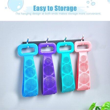 Picture of Silicone Bath Body Brush, Exfoliating Long Silicone Body Back Scrubber Double Side Body Brush Back Washer for Deep Cleaning Bath Towel Brush-Multicolor