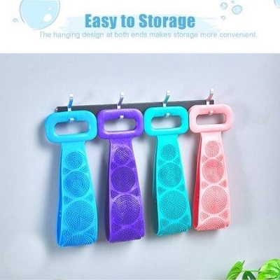 Picture of Silicone Bath Body Brush, Exfoliating Long Silicone Body Back Scrubber Double Side Body Brush Back Washer for Deep Cleaning Bath Towel Brush-Multicolor