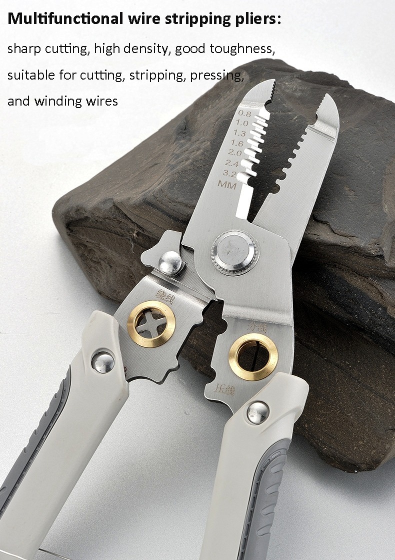 Picture of Premium  Multifunctional Wire Stripper, Crimper & Cable Cutter Pliers – Premium Stainless Steel Electrical Wire Stripping Tool | Professional Electrician’s Choice for Accuracy & Durability Premium Multifunctional Wire Stripper, Crimper & Cable Cutter Plie-Multicolor