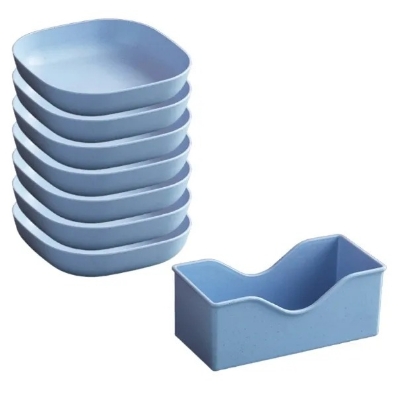 Picture of Plastic Maid 10Pcs Square Dinner Plates With Holder (KD : 324) Different colors in a set ]-Multicolor