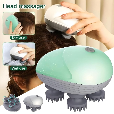 Picture of New Electric Scalp Massager, Portable Head Massager with Kneading 96 Massage Nodes, Handheld Head Scratcher Massager for Stress Relax and Pain Relief, Ideal Gifts for Women, Men-Multicolor