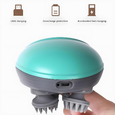 Picture of New Electric Scalp Massager, Portable Head Massager with Kneading 96 Massage Nodes, Handheld Head Scratcher Massager for Stress Relax and Pain Relief, Ideal Gifts for Women, Men-Multicolor