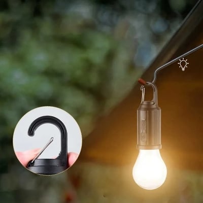 Picture of MODOAO Solar Tent Lights USB Rechargeable Led Camping Lantern ,Outdoor Hanging Light Bulbs with Clip Hook for Camping, Christmas, Decorations, Emergency,Flashlight (1pcs-Multicolor