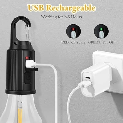 Picture of MODOAO Solar Tent Lights USB Rechargeable Led Camping Lantern ,Outdoor Hanging Light Bulbs with Clip Hook for Camping, Christmas, Decorations, Emergency,Flashlight (1pcs-Multicolor
