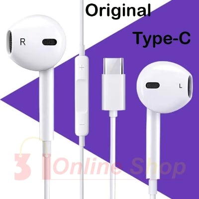 Picture of Apple iphone EarPods with Type-C - In-Ear Headphones Earphone for iPhone 13/14/15/16/17 Series Type-C 3.5mm Suitable For Samsung Xiaomi oppo vivo mi realme iPad Tablet-White
