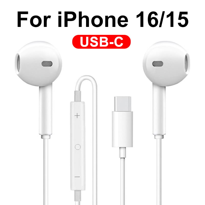 Picture of Apple iphone EarPods with Type-C - In-Ear Headphones Earphone for iPhone 13/14/15/16/17 Series Type-C 3.5mm Suitable For Samsung Xiaomi oppo vivo mi realme iPad Tablet-White