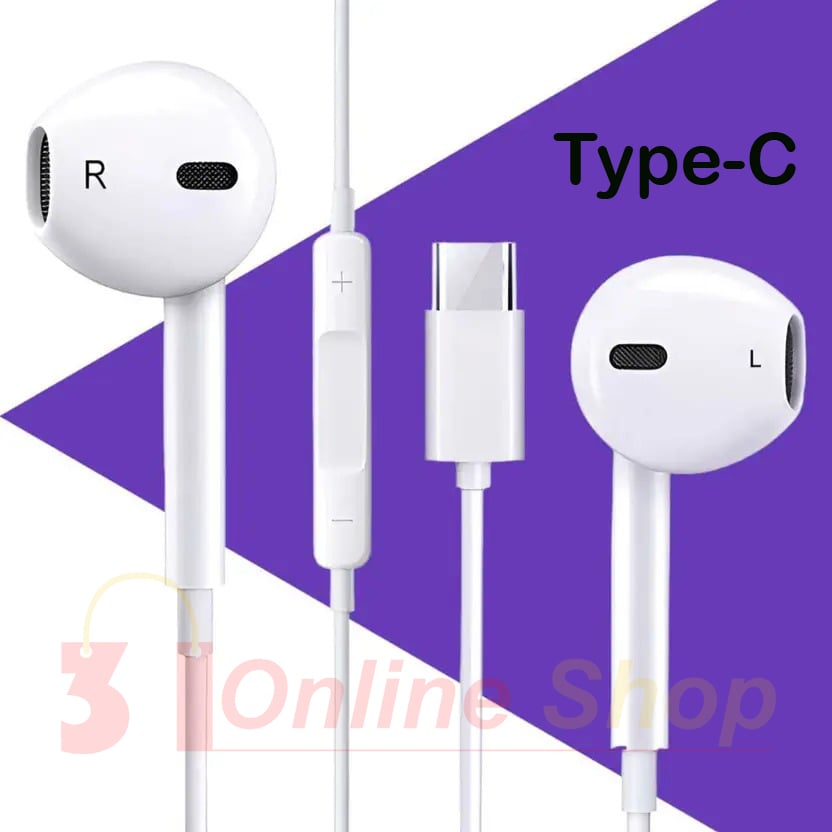 Picture of Apple iphone EarPods with Type-C - In-Ear Headphones Earphone for iPhone 13/14/15/16/17 Series Type-C 3.5mm Suitable For Samsung Xiaomi oppo vivo mi realme iPad Tablet-White