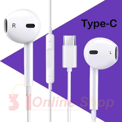 Picture of Apple iphone EarPods with Type-C - In-Ear Headphones Earphone for iPhone 13/14/15/16/17 Series Type-C 3.5mm Suitable For Samsung Xiaomi oppo vivo mi realme iPad Tablet-White