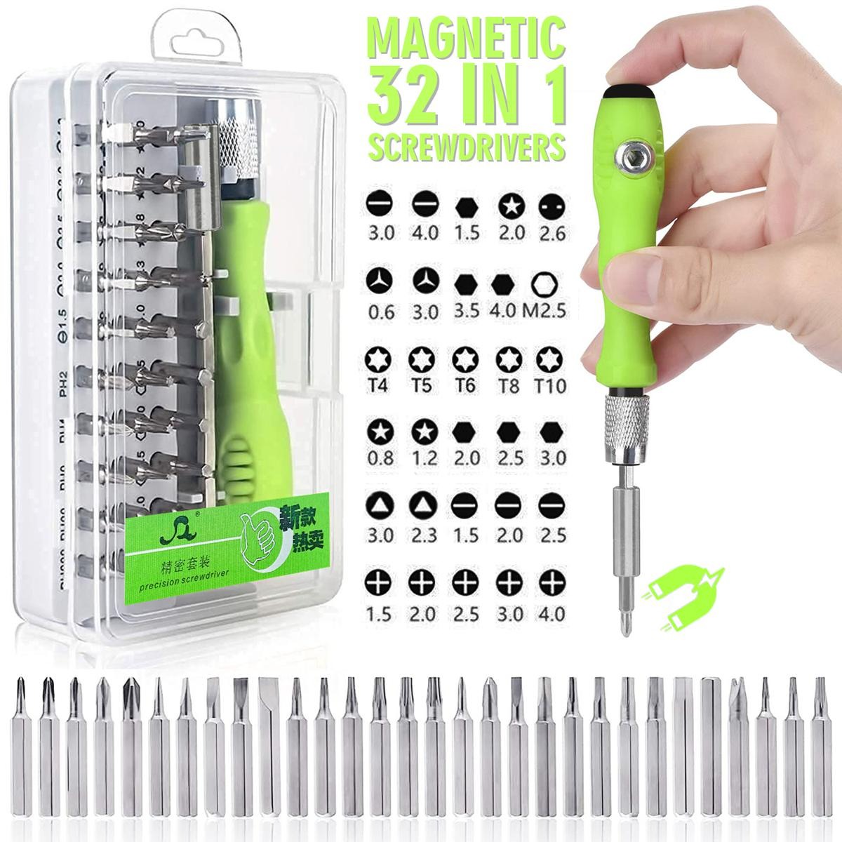 Picture of 32 in 1 Small Precision Screwdriver Set, Zoikuloi Magnetic Mini Screwdriver Set, Professional Tiny Repair Tool Kit for Glasses, Watches, Laptop, Electronics, Toys, Jewelry, Computers-Multicolor