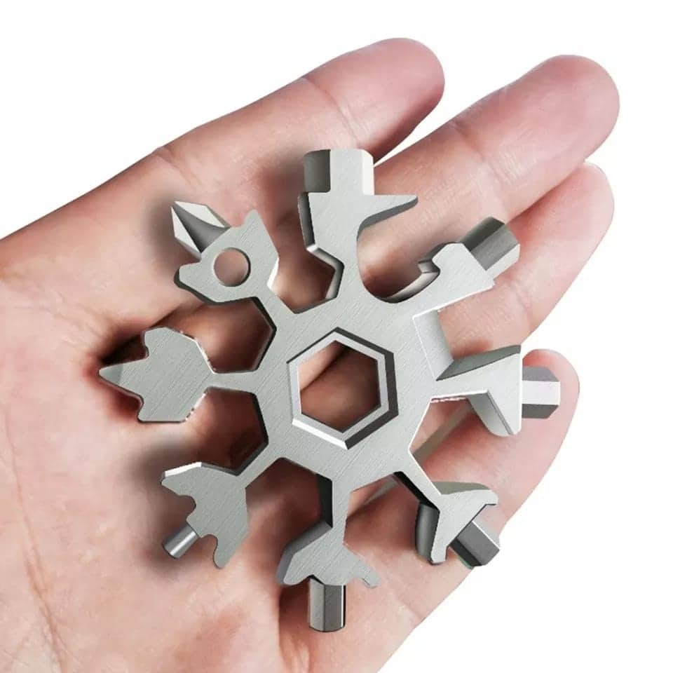 Picture of 18-in-1 Snowflake Multi Tool, Stainless Steel Snowflake Bottle Opener/Flat Phillips Screwdriver Kit/Wrench, Stocking Stuffers for Men(Standard-Stainless Steel)-Multicolor