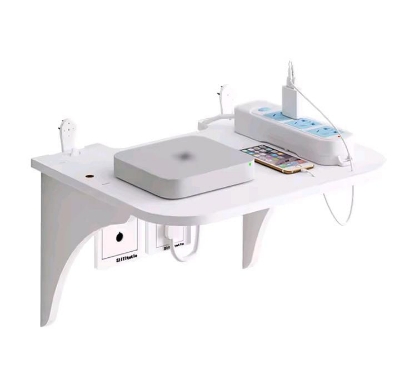 Picture of Router Floating Shelf Hanging Rack Multi Tap Outlet Wifi TV Set Top Box Board Hidden Bracket Storage Organizer Wall Mount Holder