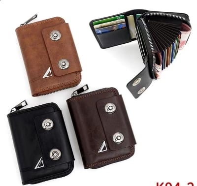 Picture of Credit Card Holder, Wallet Case, Bank Card Case, RFID Blocking Secure Card Case, ID Case, Organizer Zipper Wallet 1 Pcs - Black-Black