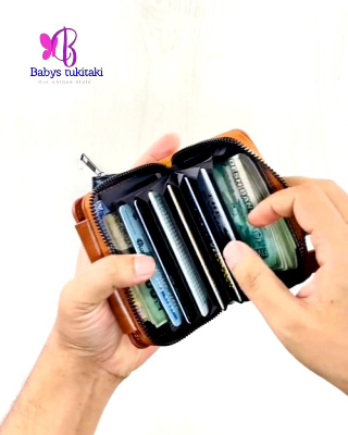 Picture of Credit Card Holder, Wallet Case, Bank Card Case, RFID Blocking Secure Card Case, ID Case, Organizer Zipper Wallet 1 Pcs - Black-Black