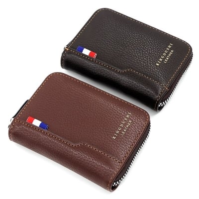 Picture of Business simple Dedit Or Credit Card Holder combination Artificial leather frosted men short multi-functional large-capacity PU zipper wallet-Black