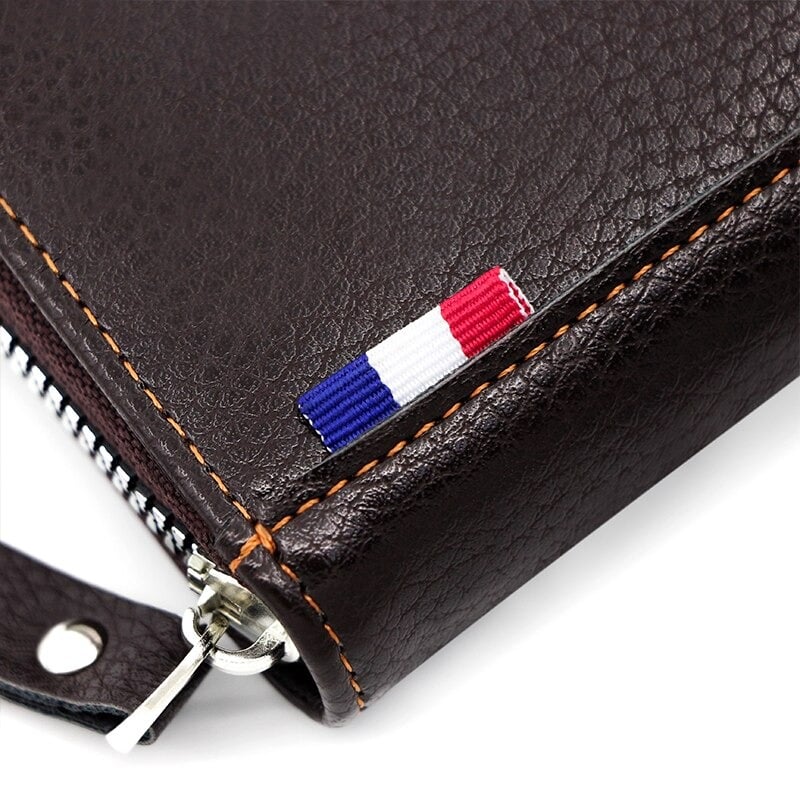 Picture of Business simple Dedit Or Credit Card Holder combination Artificial leather frosted men short multi-functional large-capacity PU zipper wallet-Black