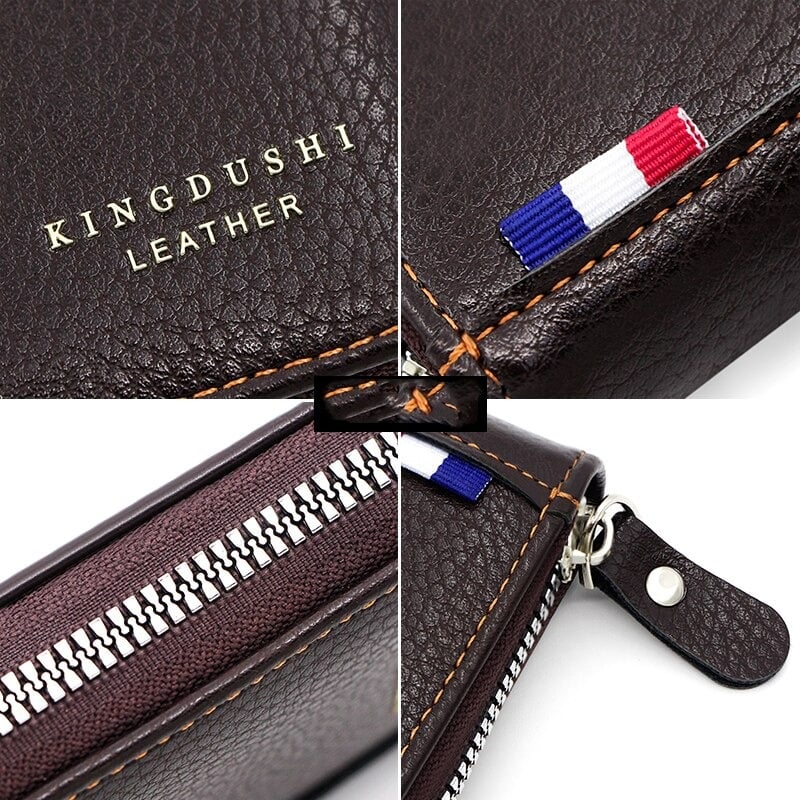 Picture of Business simple Dedit Or Credit Card Holder combination Artificial leather frosted men short multi-functional large-capacity PU zipper wallet-Black