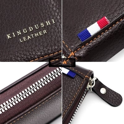 Picture of Business simple Dedit Or Credit Card Holder combination Artificial leather frosted men short multi-functional large-capacity PU zipper wallet-Black
