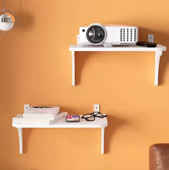 Picture of Wall Mount Projector Storage Rack Punch-Free Wall-mounted Set-top Box Rack DVD Player TV Set Top Box CCTV Camera Shelf-White