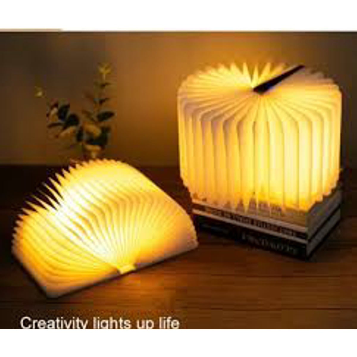 Picture of Foldable Book Lamp - Wooden Paper LED Mood Light, USB Rechargeable Night Light, Bedside Table Lamp, Home Decor Gift for Book Lovers-Multicolor