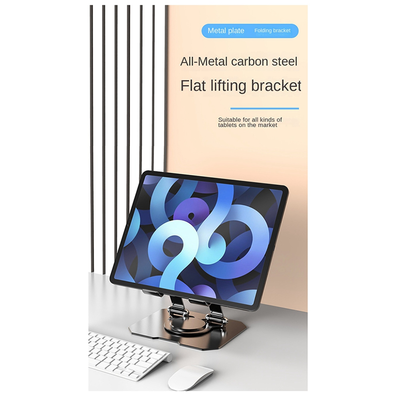 Picture of Steel Metal 360° Rotatable Tablet Stand Adjustable Foldable Desktop Stand Holder For Ipad Pro/Air/Min Laptop Tablet-Multicolor