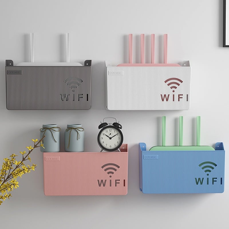 Picture of Wireless Wifi Router Shelf Storage Box Wall Hanging ABS Plastic Organizer Box Cable Power Bracket Organizer Box Home Decor-Multicolor