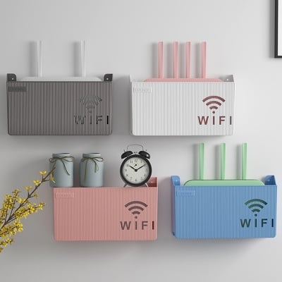 Picture of Wireless Wifi Router Shelf Storage Box Wall Hanging ABS Plastic Organizer Box Cable Power Bracket Organizer Box Home Decor-Multicolor