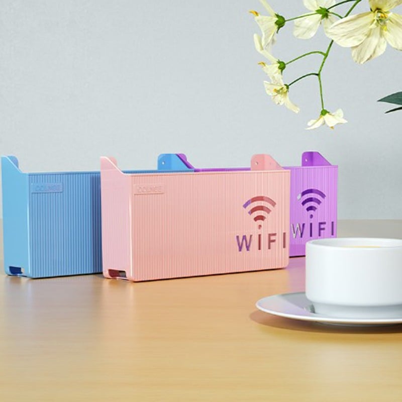 Picture of Wireless Wifi Router Shelf Storage Box Wall Hanging ABS Plastic Organizer Box Cable Power Bracket Organizer Box Home Decor-Multicolor
