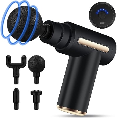 Picture of mini massager deep tissue Therapy Rechargeable Mini Gun Massager Body massage, Electric Vibration Body muscle massager Fascial Gun & Recovery device for male and female-Multicolor