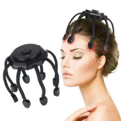 Picture of Electric Head Massager Octopus Scalp Massager Therapy Device Electric Octopus Claw Head Scalp Massager 3 Modes Vibration Massage Therapeutic Head Scratcher Relief Head Fatigue Improve Sleep Octopus Head Vibration Relaxing Massager-Black