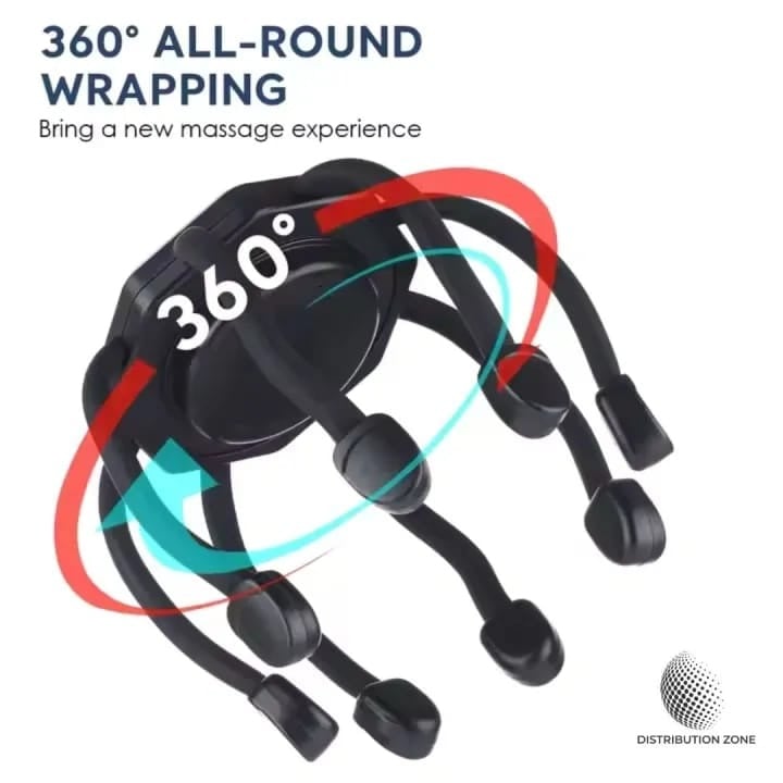 Picture of Electric Head Massager Octopus Scalp Massager Therapy Device Electric Octopus Claw Head Scalp Massager 3 Modes Vibration Massage Therapeutic Head Scratcher Relief Head Fatigue Improve Sleep Octopus Head Vibration Relaxing Massager-Black