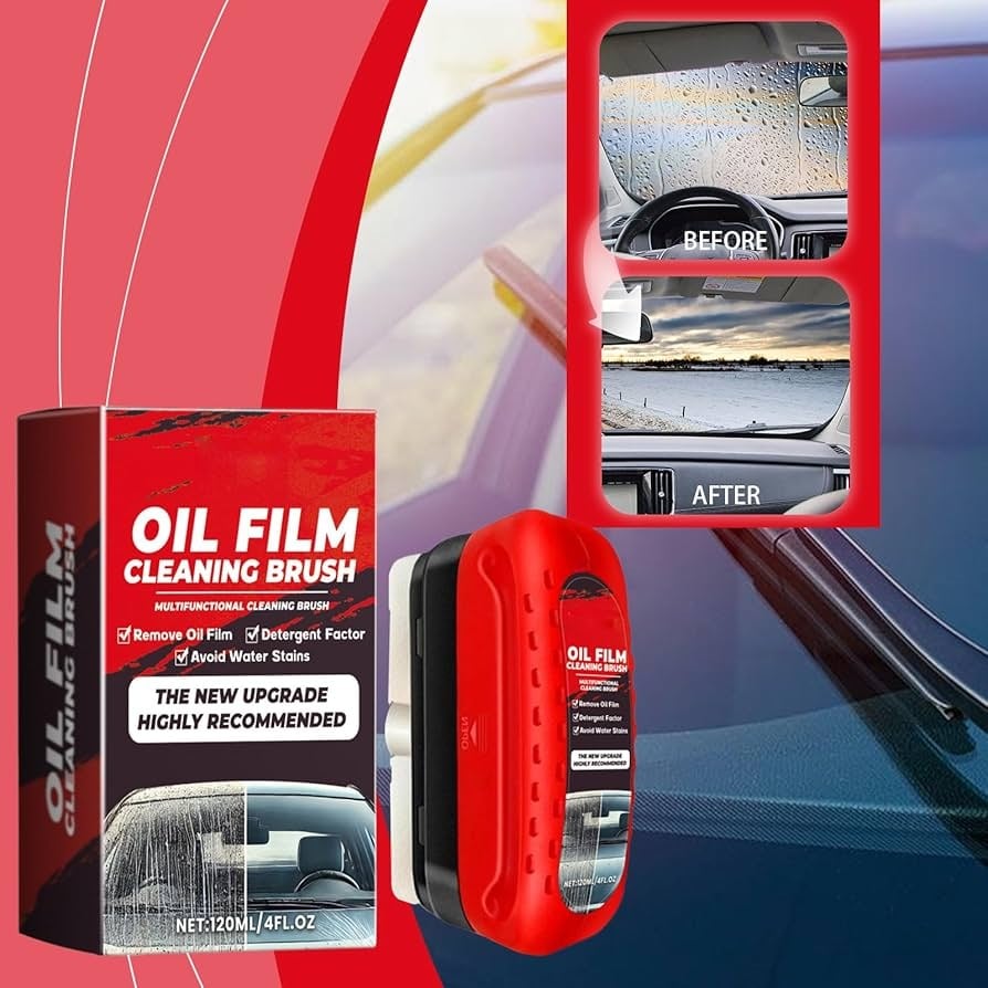 Picture of Oil Film Cleaning Brush for Cars - Windscreen Cleaner, Car Window Oil Film Remover, Glass Cleaner Tool, Car Glass Oil Film Remover, Automotive Cleaning Brush-Multicolor