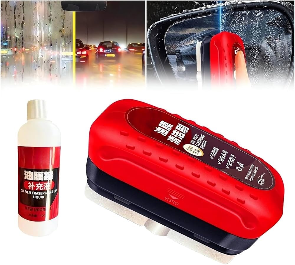 Picture of Oil Film Cleaning Brush for Cars - Windscreen Cleaner, Car Window Oil Film Remover, Glass Cleaner Tool, Car Glass Oil Film Remover, Automotive Cleaning Brush-Multicolor