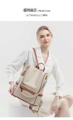 Picture of New Backpack Lightweight bag Waterproof college backpack for cute Aesthetic backpack Casual Daypack for woman-Apricot