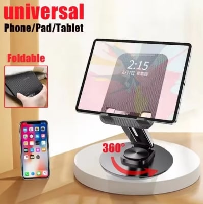Picture of 360° Rotatable phone Tablet Dual Purpose Holder Adjustable Foldable Desktop Stand, Mobile Stand Holder Compatible For iPhone15 14 ipad Samsung Tablet Stand-Black