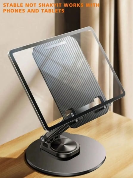 Picture of 360° Rotatable phone Tablet Dual Purpose Holder Adjustable Foldable Desktop Stand, Mobile Stand Holder Compatible For iPhone15 14 ipad Samsung Tablet Stand-Black