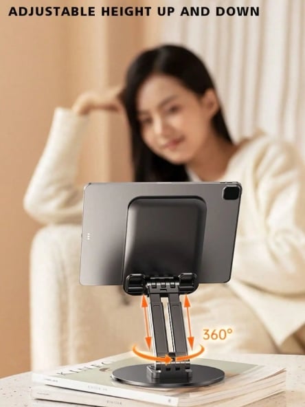 Picture of 360° Rotatable phone Tablet Dual Purpose Holder Adjustable Foldable Desktop Stand, Mobile Stand Holder Compatible For iPhone15 14 ipad Samsung Tablet Stand-Black