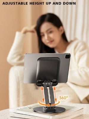 Picture of 360° Rotatable phone Tablet Dual Purpose Holder Adjustable Foldable Desktop Stand, Mobile Stand Holder Compatible For iPhone15 14 ipad Samsung Tablet Stand-Black