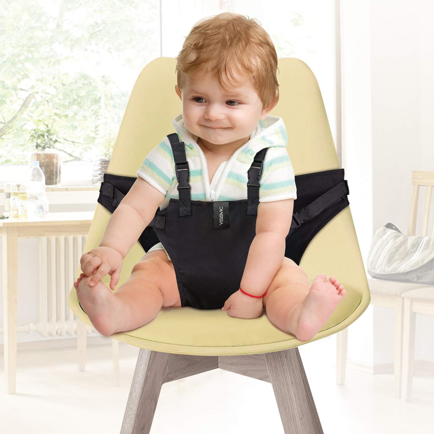 Picture of Foldable Portable High Chair for Babies & Toddlers - Compact Travel Harness Seat with Adjustable Straps, Safety Baby Travel Essential-Multicolor