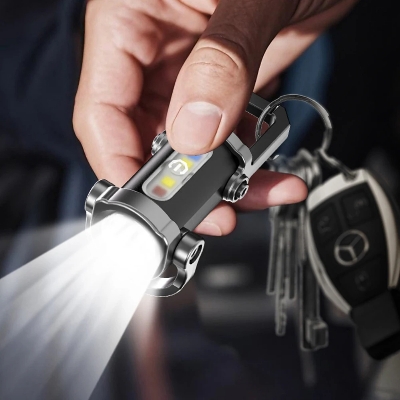 Picture of Portable Rechargeable Bright Keychain Flashlight, Mini USB LED Keychain Work Light Flashlights, Lighting Modes, for Camping, Searching and Hiking-Multicolor
