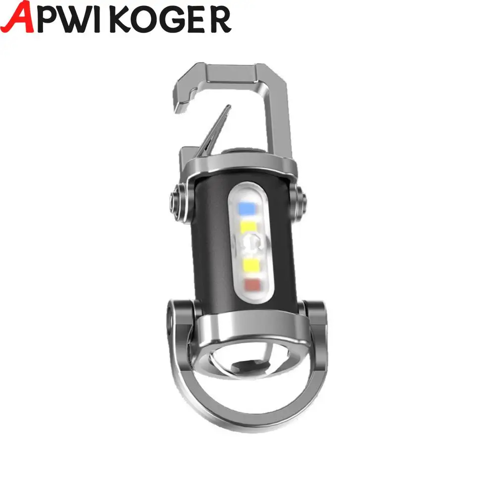 Picture of Portable Rechargeable Bright Keychain Flashlight, Mini USB LED Keychain Work Light Flashlights, Lighting Modes, for Camping, Searching and Hiking-Multicolor