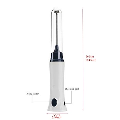Picture of Rechargeable Milk Frother Handheld with Coffee Electric Whisk Drink Foam Mixer, Mini Hand Stirrer with 3 Speeds Adjustable for Latte, Cappuccino, Hot Chocolate, Egg-Multicolor