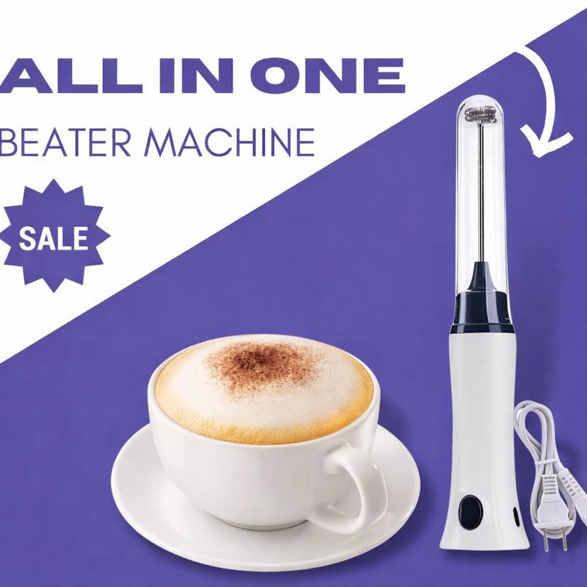 Picture of Rechargeable Milk Frother Handheld with Coffee Electric Whisk Drink Foam Mixer, Mini Hand Stirrer with 3 Speeds Adjustable for Latte, Cappuccino, Hot Chocolate, Egg-Multicolor