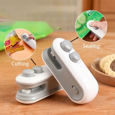 Picture of 2 IN1 Mini Sealing Machine USB Rechargable Heat Sealer Storage Bag Plastic Package Food Sealer Clip Bag Handheld Food Heat Sealer-Multicolor