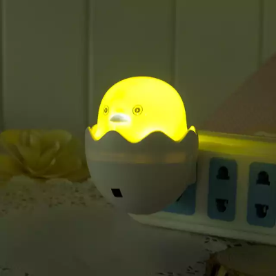 Picture of Yellow Duck Night Light With Egg Shell Auto On/Off Mini LED Yellow Duck Bedroom Lamp-Multicolor