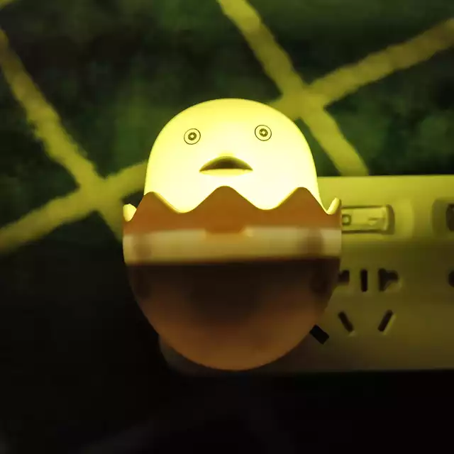 Picture of Yellow Duck Night Light With Egg Shell Auto On/Off Mini LED Yellow Duck Bedroom Lamp-Multicolor