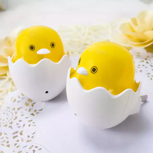 Picture of Yellow Duck Night Light With Egg Shell Auto On/Off Mini LED Yellow Duck Bedroom Lamp-Multicolor